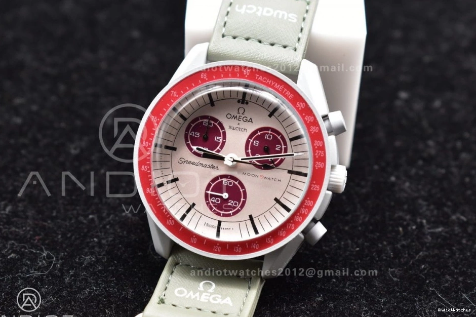 to Strap Omega Moonwatch Mission Pluto GoodFit Swatch Quartz Bioceramic 1182 on Nylon x 0316